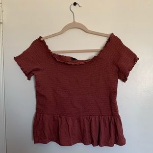 AE Off the shoulder Rust Peplum Top